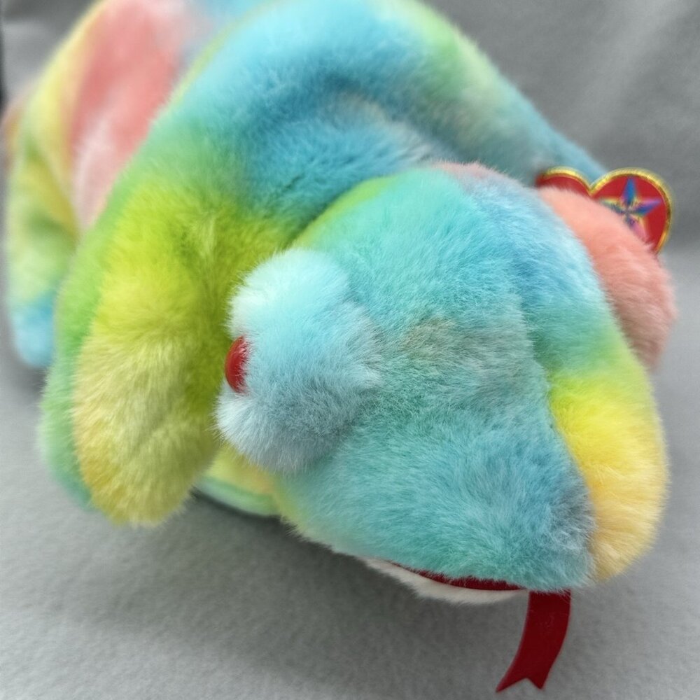 Vtg TY Beanie Buddies Rainbow Chameleon Pastel Tie Dye 1999 Plush Stuffed 14" - Picture 11 of 15